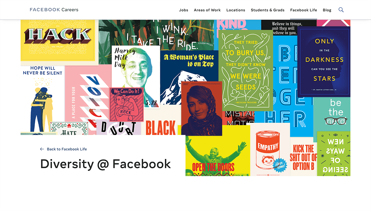 Diversity at Facebook page screenshot