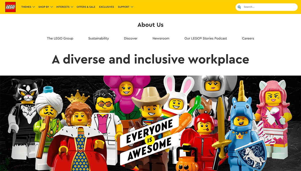 Lego diversity page screenshot