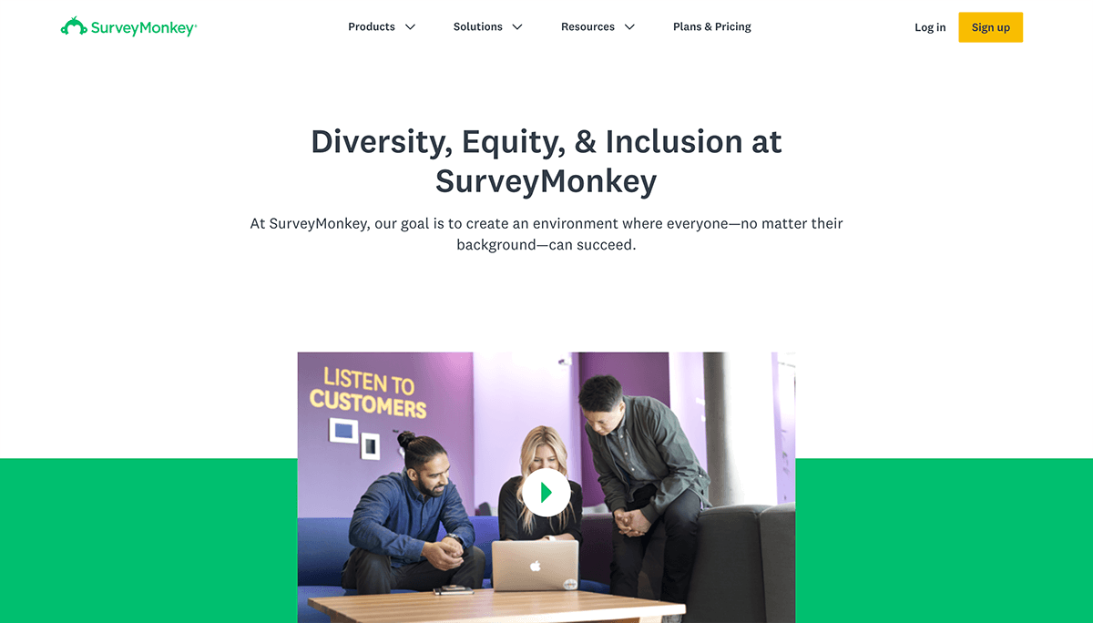 SurveyMonkey Diversity page screenshot